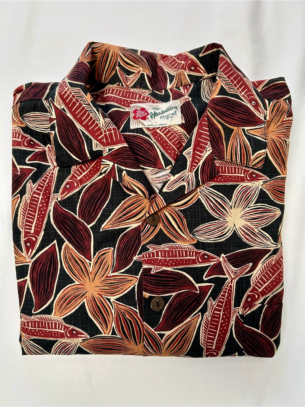 HILO HATTIE VINTAGE HAWAIIAN SHIRT, SIZE L
